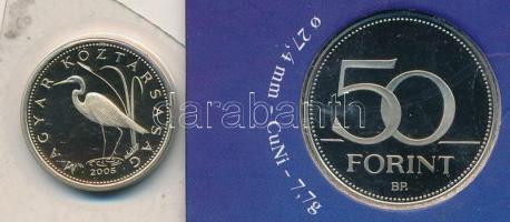 2007. 50Ft "Római Szerződés" forgalmi szettből kivágott lapon + 2005. 5Ft forgalmi szettbő...