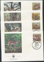 WWF Ocelot stripe of 4 + 4 FDC WWF: Ocelot négyescsík + 4 db FDC