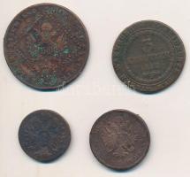 Vegyes: 1800S(?) 1kr Cu + 1812B 3kr Cu + 1861B 4kr + Ausztria 1807A 30kr Cu T:3