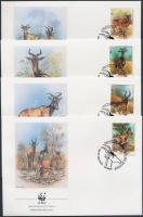 WWF Antelope stripe of 4 + 4 FDC (gum disturbance) WWF: Antilopok négyescsík + 4 db FDC (gumihiba)