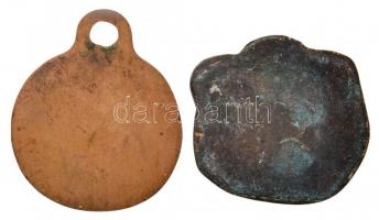 2db jelzett dekoratív Br érem, egyik virágot, másik nőalakot ábrázol (38mm,40x38mm) T:2,2-