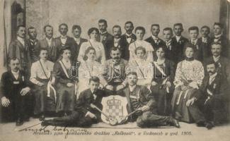 1906 Vinkovci, Hrvatsko pjev.-lamburasko druztvo Relkovic / dalárda csoportkép / Croatian choir group