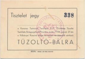 1934 Kramer Testvérek Textilipar RT. önkéntes tűzoltó testületének meghívója tűzoltó bálra