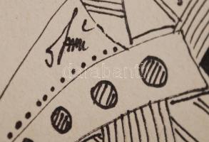 Szász jelzéssel: Női arc. Tus, papír, 15×9 cm