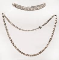 Ezüstkarlánc és nyaklánc, jelzett, Ag., 44,5gr., 40cm, 18cm/Silver bracelet and necklace, marked, Ag. 44,5gr., 40cm, 18cm