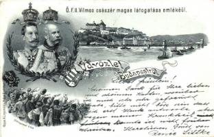 1897 Budapest, Őfelsége II. Vilmos császár magas látogatása emlékéül, Ferenc József, Koppe A.L. nyomdája litho (r)