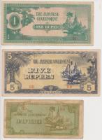 Burma / Japán megszállás 1942. 1/2R + 1R + 5R +10R + Fülöp-szigetek / Japán megszállás 1942. 10P + 1...
