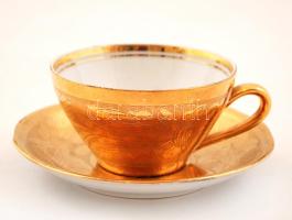 Kahla arany virág mintás mokkás csésze, jelzett (Koszorúsné), hibátlan