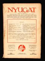 1925 Nyugat, 19. szám, főszerk.:Ignotus, szerk.:Babits Mihály, Gellért Oszkár, Osvát Ernő. pp.:102-187, 24x17cm