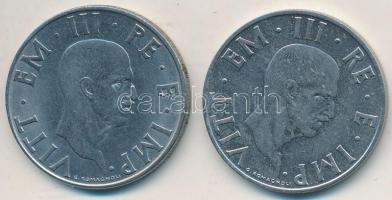 Olaszország 1939R 2L acél + 1941R 2L acél "III. Viktor Emánuel" T:2
Italy 1939R 2 Lire st...