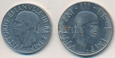 Olaszország 1940R 1L acél + 2L acél "III. Viktor Emánuel" T:2
Italy 1940R 1 Lira stainles...