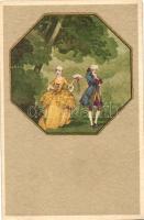 Italian art postcard, Baroque couple, Degami 1013. (EK)