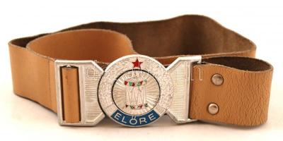 Bőr kisdobos öv, övcsattal, h: 82 cm