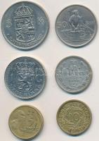 6db-os vegyes külföldi érme tétel, közte egy ezüst, Orosz Birodalom 1906. 20k Ag T:vegyes 6pcs of various coins, including Russian Empire 1906. 20 Kopeks Ag C:mixed