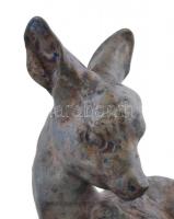 Fritz Heidenreich (1895-1966): Fekvő őzike. Bronz, jelzett, h:29 cm, m:15 cm