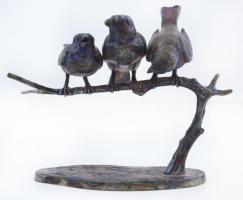 Wilhelm K. Robra (1876-1945): Éneklő verebek. Bronz, jelzett, m:18 cm, h:23 cm