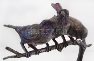 Wilhelm K. Robra (1876-1945): Éneklő verebek. Bronz, jelzett, m:18 cm, h:23 cm