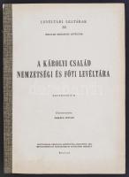 1965 Levéltári leltárak, 33. Magyar Országos Levéltár, A Károlyi család nemzetségi és Fóti levéltára. Repertórium. Bakács István.  Művelődésügyi Minisztérium Levéltári Osztály, kézirat. pp.:377, 29x21cm