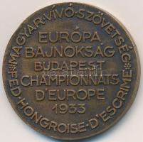 1912. "Magyar Vívó Szövetség - Európa Bajnokság Budapest 1933" Br részvételi érem (35mm) T:2