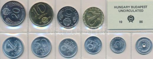 1986. 2f-20Ft 10db klf érmés forgalmi sor fóliatokban T:1