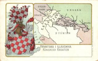 1899 Hravatska i Slavonya / Königreich Kroatien / Croatia and Slovenia, coat of arms, Deutsches Postkartenverlag, Wien I. (kis szakadás / small tear)