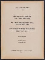 1960 Levéltári leltárak, 13. Országgyűlési Levéltár /1861/1867-1945/1948. Államfői Hivatalok Levéltára /1890/ 1920-1948. Király személye körüli minisztérium /1861/ 1867-1918.  Repertórium. Szűcs László.  Müvelődési Minisztérium Levéltári Osztály,  pp.:159, 29x21cm