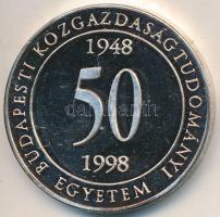1998. "Budapesti Közgazdaságtudományi Egyetem 50 éves" ezüstözött fém emlékérem dísztokban T:PP ujjlenyomat, felületi karc