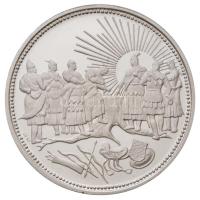 Csóka Zsuzsanna (1962-) 1996. "Millecentenárium Honfoglalás 896-1996" Ag emlékérem sorszámozott tanúsítvánnyal eredeti dísztokban (11,9g/0.925/35mm) T:PP felületi karc