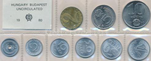 1980. 2f-10Ft 9db klf, érmés forgalmi sor fóliatokban T:1