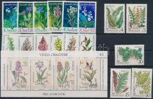 Növény motívum 43 klf európai bélyeg + 1 blokk 2 stecklapon, Plants 43 stamps + 1 block