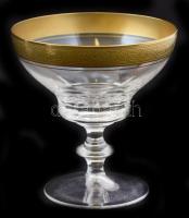 Theresienthal dísz pohár (7 db), metszett, aranyozott, jelzés nélkül,  m:11 cm (6×)