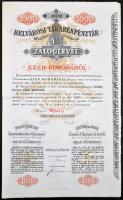 Budapest 1919. "Belvárosi Takarékpénztár Részvénytársaság" 4 1/2%-os Záloglevél 1000K-ról három nyelven, szelvényekkel és szárazpecséttel, vízjeles papír T:II-