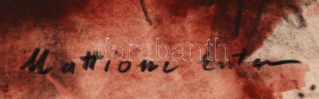 Mattioni jelzéssel: Női portré. Akvarell-szén, papír, 60×40 cm