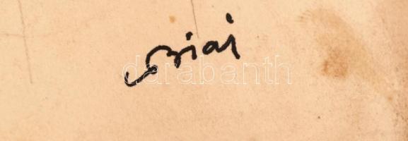 Biai jelzéssel: Sportoló nők. Akvarell-ceruza, papír, gyűrött, 28×49 cm