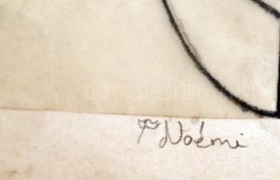 Noémi jelzéssel: Páva. Vegyes technika, papír pauszpapír, 15×15 cm (2×)