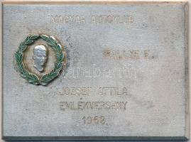 1962. "Cordatic Kupa Junior E. 1962 - Magyar Autoklub" fém emlékérem (55x80mm) + 1963. "Magyar Autóklub - Rallye E. - József Attila Emlékverseny" fém emlékérem (71x51mm) T:2,2-