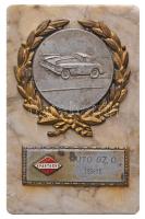 1961. "BP. Spartacus - Autó Sz. O. 1961" fém díjérem márványlapon (67x103mm) T:2