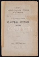 Paszlavszky József: Az ausztráliai szigetvilág életéről. 78 l. Bp., 1882, K. M. Természettudományi Társulat.  Számos szövegközti képpel illusztrálva.  Papírkötésben, az eredeti papíborító hiányzik. A gerincét megerősítették.