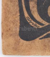 cca 1900 Bútorokat ábrázoló, díszes szecessziós karton reklámtábla(?), Schreiber jelzéssel, hátulján...