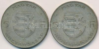 1947. 5Ft Ag "Kossuth" (2x) T:2-,3 ph