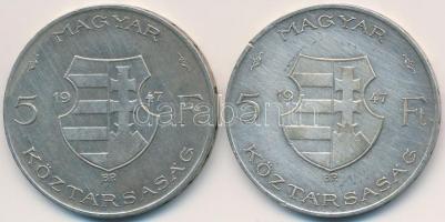 1947. 5Ft Ag "Kossuth" (2x) T:2-,3