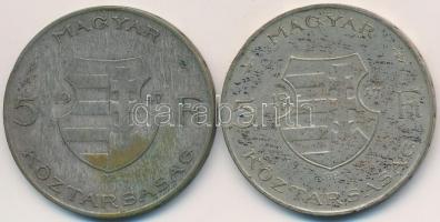 1947. 5Ft Ag "Kossuth" (2x) T:3 patina