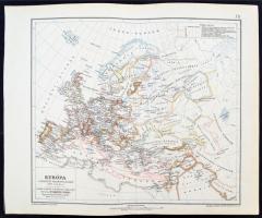 cca 1900 Európa a népvándorlás korában az 500 évben, térkép, 31x36cm + Európa a keresztes hadjáratok...