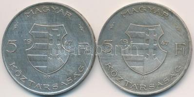 1947. 5Ft Ag "Kossuth" (2x) T:2-,3