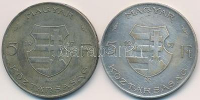 1947. 5Ft Ag "Kossuth" (2x) T:2-,3