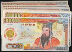 Kína nagyalakú égetési pénz 30db 1.000.000.000 névértékben T:I,I- China large hell banknote 30x 1.000.000.000 C:UNC,AU