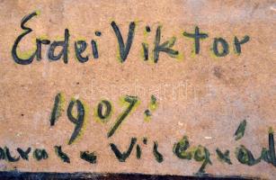 Erdei jelzéssel: Visegrád (1907), olaj, farost, 37x38cm