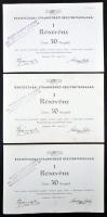 Budapest 1931. "Rákoscsabai Strandfürdő Részvénytársaság" részvények 50P-ről, bélyegzésekkel (3x) sorszámkövetők T:I-,II