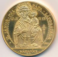 Bognár György (1944-) / Lebó Ferenc (1960-) 1991. "II.János Pál pápa látogatása - Máriapócs" aranyozott emlékérem (65mm) T:2 (PP)