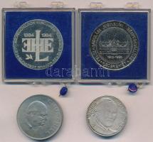1984. "Levélbélyeggyűjtők Első Hazai Egyesülete 1984. ápr. 27. / Magyar Bélyeggyűjtők Országos Szövetsége" fém emlékérem bontott plasztiktokban (42,5mm) + 1985. "Felszabadulási Jubileumi Bélyegkiállítás Kecskemét / MABÉOSZ" fém emlékérem bontott plasztiktokban (42,5mm) + DN "II. János Pál pápa / Jasna Góra" fém emlékérem (35mm) + Nagy-Britannia 1965. 1C "Sir Winston Churchill" T:2,2-